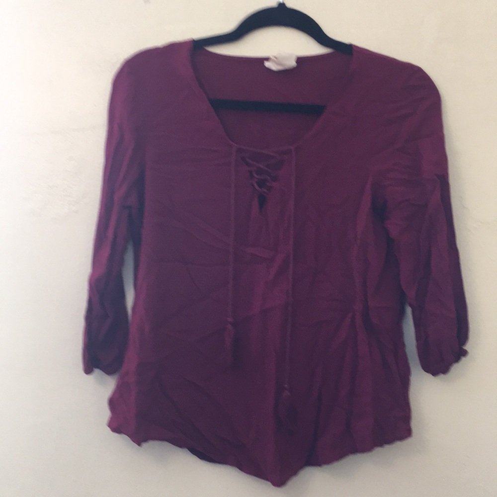 Burgundy Tasseled Blouse